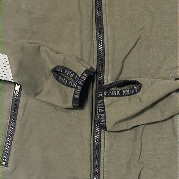 PINK Victoria’s Secret Army Green Zip Up Hoodie Size XS - Picture 7 of 10